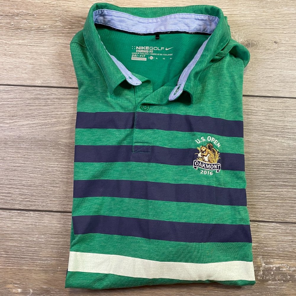 Nike Golf Polo 2016 US Open Oakmont XL Green Dri-Fit Performance Standard Fit
